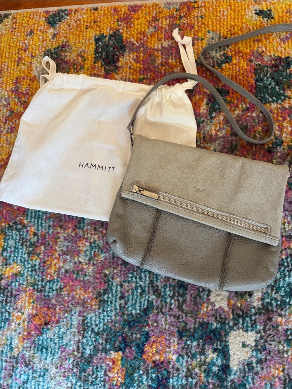 Hammitt Two-Tone Gray Fold-Over Leather Crossbody
